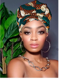 Kai Gye Nyame Gold Print Slip On satin lined headwrap