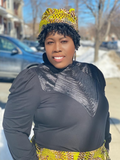 Sky Gye Nyame Gold Print Slip On satin lined headwrap and Mask (spring collection)
