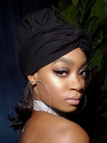 Black Slip On satin lined headwrap
