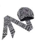 AFRICAN ROYALE BLACK AND WHITE Slip On headwrap