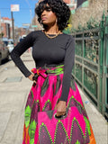 Pink passion Print Maxi Skirt, Headwrap, no bag (best seller) (REGULAR + PLUS)