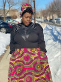 Sabra Gye Nyame Gold Print Slip On satin lined headwrap