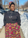 Sabra Gye Nyame Gold Print Slip On satin lined headwrap