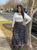 Black and white Print  Maxi Skirt and Headwrap (REGULAR + PLUS)