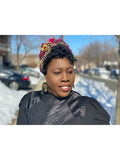 Sabra Gye Nyame Gold Print Slip On satin lined headwrap (spring collection)
