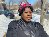 Bri Gold Print Slip On satin lined headwrap and Mask (spring collection)