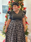 Black and white Print  Maxi Skirt and Headwrap (REGULAR + PLUS)