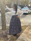 Black and white Print  Maxi Skirt and Headwrap (REGULAR + PLUS)