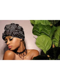 AFRICAN ROYALE BLACK AND WHITE Slip On headwrap