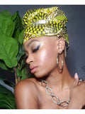 Sky Gye Nyame Gold Print Slip On satin lined headwrap (spring collection)