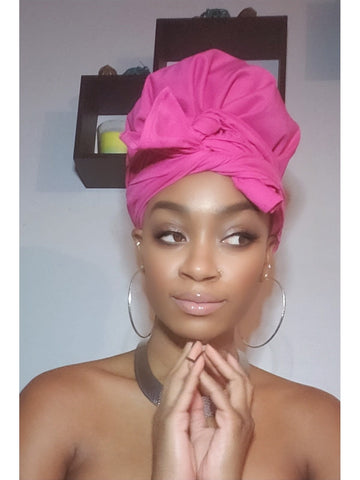 Pink Stretched Fabric Slip On Headwrap