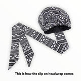 Bri Gold Print Slip On satin lined headwrap and Mask (spring collection)