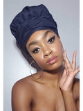 Dark blue Jeans  Slip On satin lined head wrap