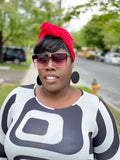 Steph Red Pre Tied Headwrap / turban