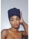 Dark blue Jeans  Slip On satin lined head wrap