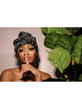 AFRICAN ROYALE BLACK AND WHITE Slip On headwrap