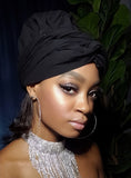 Black Zeta Phi Beta Slip On satin lined headwrap and Mask
