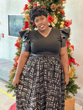 Black and white Print  Maxi Skirt and Headwrap (REGULAR + PLUS)