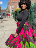 Pink passion Print Maxi Skirt, Headwrap, no bag (best seller) (REGULAR + PLUS)