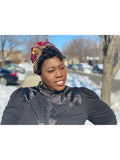 Sabra Gye Nyame Gold Print Slip On satin lined headwrap (spring collection)