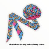 Meesha  Gold Print Slip On satin lined headwrap (spring collection)