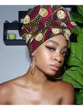 Sabra Gye Nyame Gold Print Slip On satin lined headwrap (spring collection)