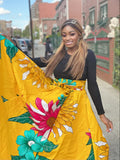 Yellow Floral Maxi Skirt & Small Headwrap ( no bag ) (REGULAR + PLUS)