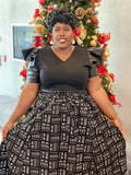 Black and white Print  Maxi Skirt and Headwrap (REGULAR + PLUS)