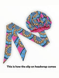 Bri Gold Print Slip On satin lined headwrap (spring collection)