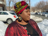 Red Royals Slip On Satin Lined Headwrap