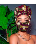 Sabra Gye Nyame Gold Print Slip On satin lined headwrap