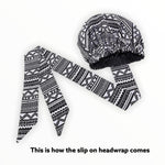 Black  Slip On satin lined headwrap