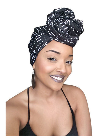 Default type -  - African Royale Black and White Headwrap - Glamorous Chicks Cosmetics - 1