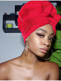 Red Slip On satin lined headwrap