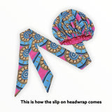 Zavia Print Satin Lined Slip On Headwrap