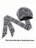 Khaki Slip On satin lined headwrap