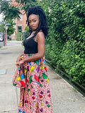 Gayle Pink Floral Maxi Skirt and bag (REGULAR + PLUS)