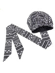 AFRICAN ROYALE BLACK AND WHITE Slip On headwrap