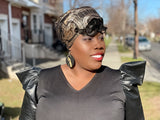 Black and Gold Slip On satin lined headwrap