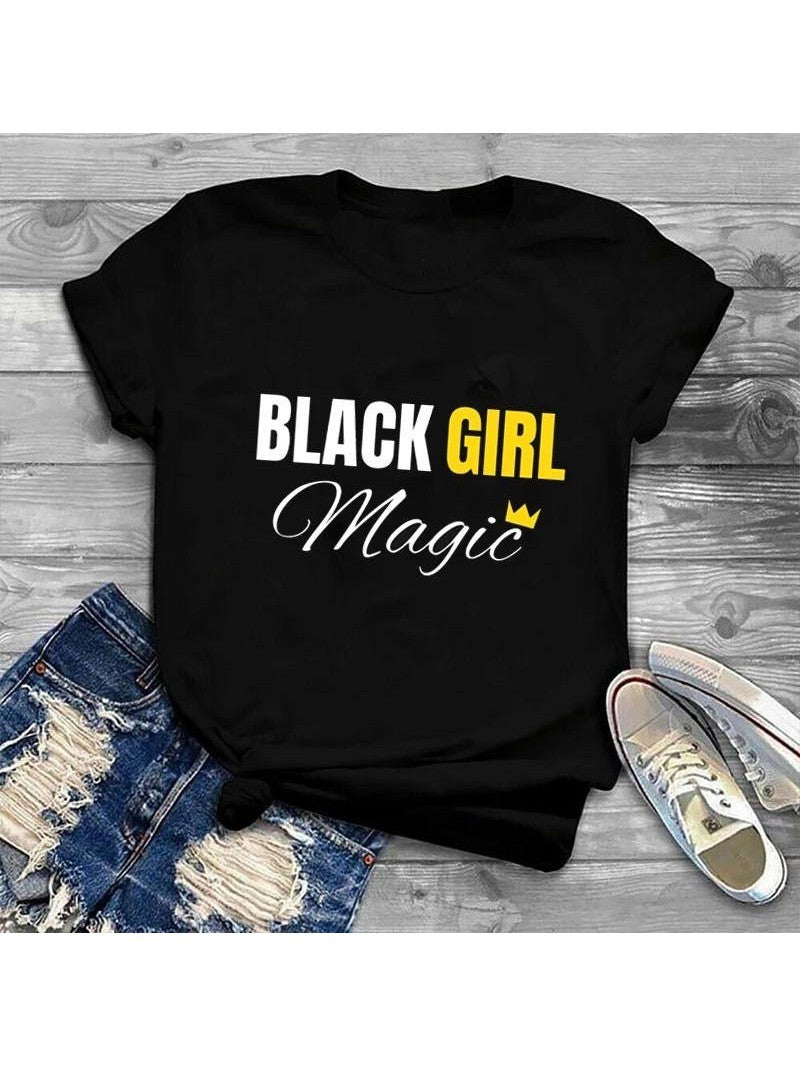Black Girl Magic Black and Yellow Print T-shirt – Glamorous Chicks ...