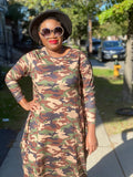 Army Print maxi  dress (Fall best seller) (best seller) ( REGULAR + PLUS)