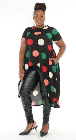 Black, Red & white polka dot Maxi Shirt  (no bag)