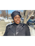 Black on Black Slip On Satin lined headwrap (spring collection)