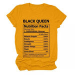 Black Queen Nutrition Facts Yellow T-shirt