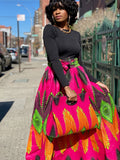 Pink passion Print Maxi Skirt, Headwrap, no bag (best seller) (REGULAR + PLUS)