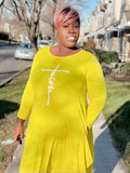 Yellow Faith Long Sleeve Maxi Dress (no bag)