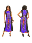 Purple Ankle Length Sleeveless Dashiki Dress