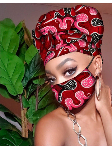 Lisa Slip On satin lined headwrap and Mask