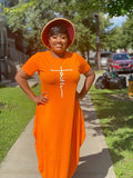 Orange  maxi faith  dress  (no bag) (Fall best seller) (REGULAR + PLUS)