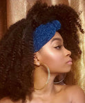 Metallic Blue slip on Hair headwrap headband